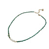 Wholesale Necklace Retro Style Pearl Green Agate Geometric Titanium Steel Handmade Women's