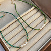 Wholesale Necklace Retro Style Pearl Green Agate Geometric Titanium Steel Handmade Women's