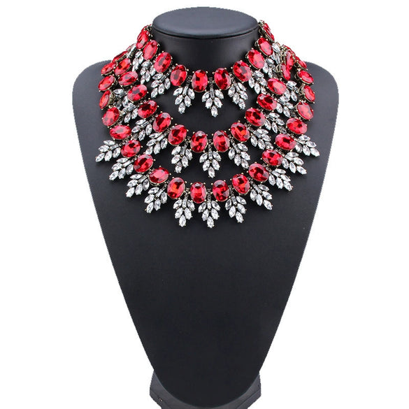 Wholesale Necklace Rhinestone Inlaid Snake Bone Chain Love Water Drops Bell Pattern Women's Accessories