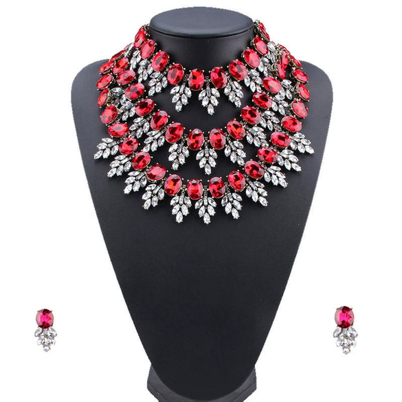 Wholesale Necklace Rhinestone Inlaid Snake Bone Chain Love Water Drops Bell Pattern Women's Accessories