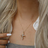 Wholesale Necklace S925 Silver Rotatable Crown With Zircon Geometric Cross Pendant Electroplated