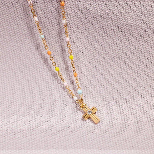Wholesale Necklace S925 Sterling Silver Cross Colorful Enamel Geometric Ochain Women's