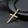 Wholesale Necklace S925 Sterling Silver Cross Geometric Polished Hip Hop Fashion Leather Rope Jewelry Pendant
