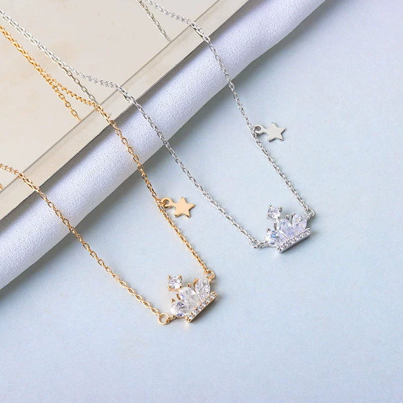 Wholesale Necklace S925 Sterling Silver Crown Design Electroplating For Women