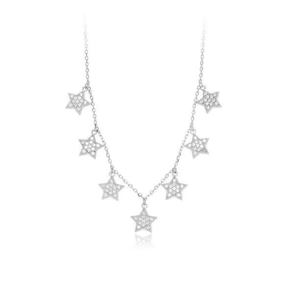 Wholesale Necklace S925 Sterling Silver Fivepointed Star Inlaid Zircon Ochain For Women
