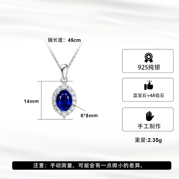Wholesale Necklace S925 Sterling Silver Geometric Animal Zodiac Style Electroplating Inlay 5A Zircon Sapphire For Women