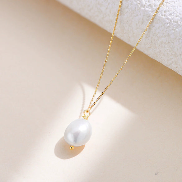 Wholesale Necklace S925 Sterling Silver Geometric Freshwater Pearl Set Women's Cross Chain