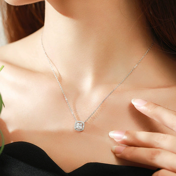 Wholesale Necklace S925 Sterling Silver Geometric Mixed Gem Inlay Set With Precious Stones Women's Cross Chain