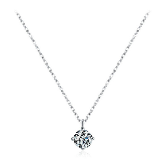 Wholesale Necklace S925 Sterling Silver Geometric Single Diamond High Sense Women's Cross Chain