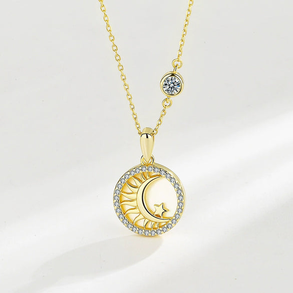 Wholesale Necklace S925 Sterling Silver Geometric Star Moon Pendant Clavicle Chain For Women