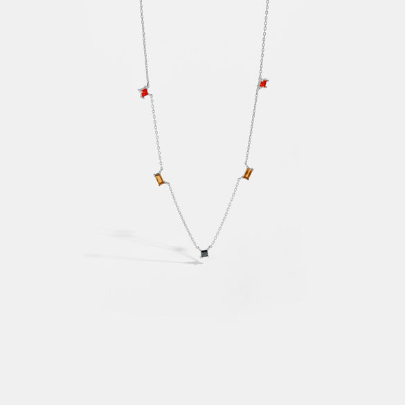 Wholesale Necklace S925 Sterling Silver Geometric Style Electroplated With Platinum And 18K Gold