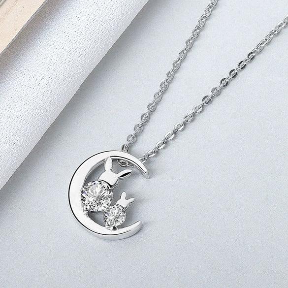 Wholesale Necklace S925 Sterling Silver Jade Rabbit Electroplating Mori Artistic For Women