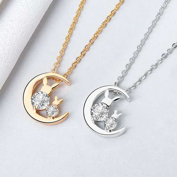 Wholesale Necklace S925 Sterling Silver Jade Rabbit Electroplating Mori Artistic For Women