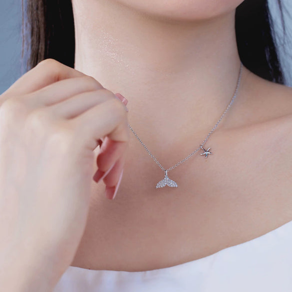 Wholesale Necklace S925 Sterling Silver Light Luxury Animals Zodiac Electroplating Fish Tail Starfish Design For Women
