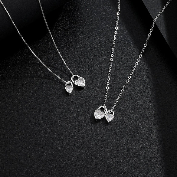 Wholesale Necklace S925 Sterling Silver Love Lock Heart Shape Design Fashion Personality Light Luxury