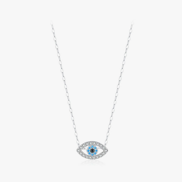 Wholesale Necklace S925 Sterling Silver Micro Inlaid Devil's Eye Cross Chain For Women Niche Retro Style
