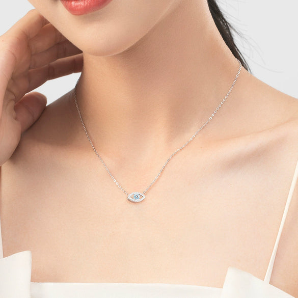 Wholesale Necklace S925 Sterling Silver Micro Inlaid Devil's Eye Cross Chain For Women Niche Retro Style