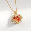 Wholesale Necklace S925 Sterling Silver Natural Red Agate Peace Lock Geometric Electroplated For Women
