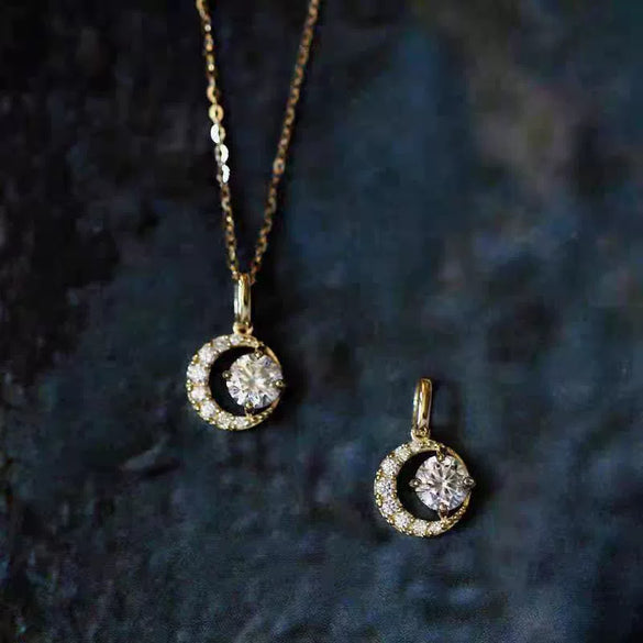 Wholesale Necklace S925 Sterling Silver Round Pendant With Star Geometric Pattern And Diamond Design For Women