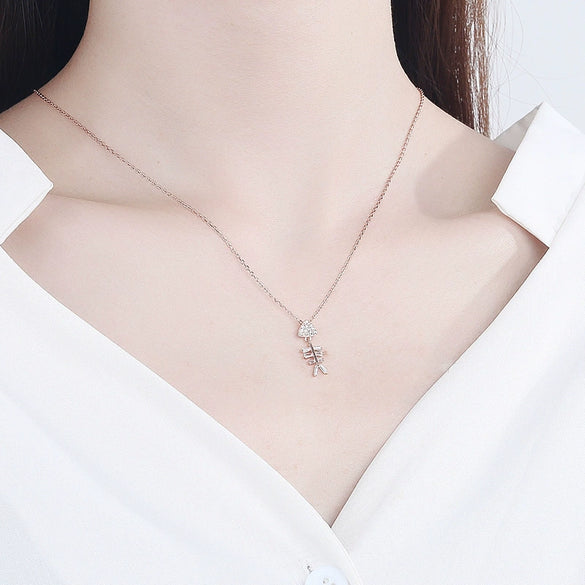 Wholesale Necklace S925 Sterling Silver Skull Fish Pendant Cross Chain Mixed Gem Inlay Geometric Electroplated