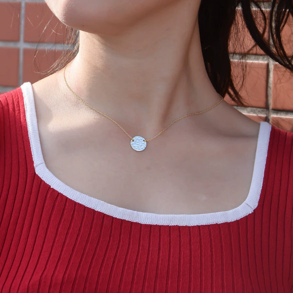 Wholesale Necklace S925 Sterling Silver Vintage Hammer Print Coin Geometric Cross Chain
