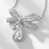Wholesale Necklace 925 Silver Bow Water Drop High Carbon Diamond Light Luxury Style