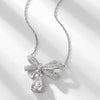 Wholesale Necklace 925 Silver Bow Water Drop High Carbon Diamond Light Luxury Style
