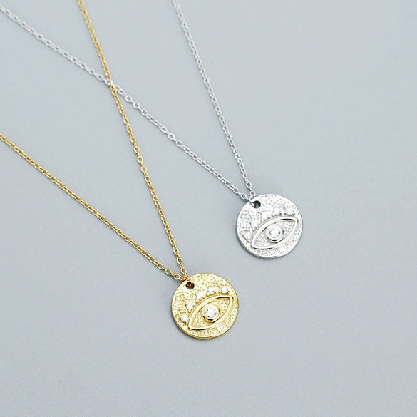 Wholesale Necklace 925 Silver Geometric Devil Eye Embedded Electroplating Ochain For Women
