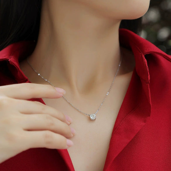 Wholesale Necklace 925 Silver Geometric Moissanite Inlay Clavicle Chain For Women Fashion Style