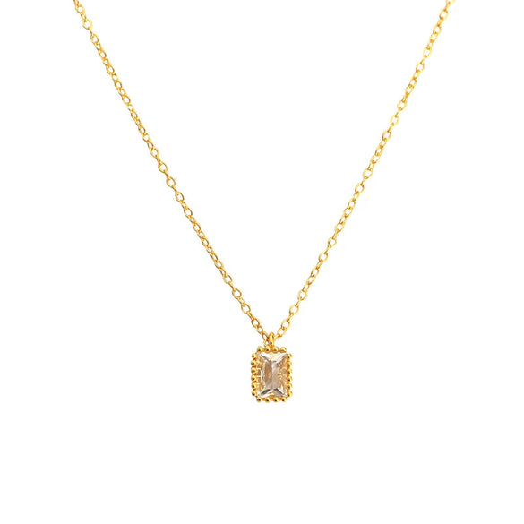 Wholesale Necklace 925 Silver Geometric Rectangular Zircon Electroplated Ochain For Women