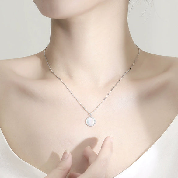 Wholesale Necklace 925 Silver Geometric Round Tag Pendant Women's Fashion