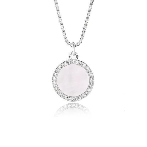 Wholesale Necklace 925 Silver Geometric Round Tag Pendant Women's Fashion