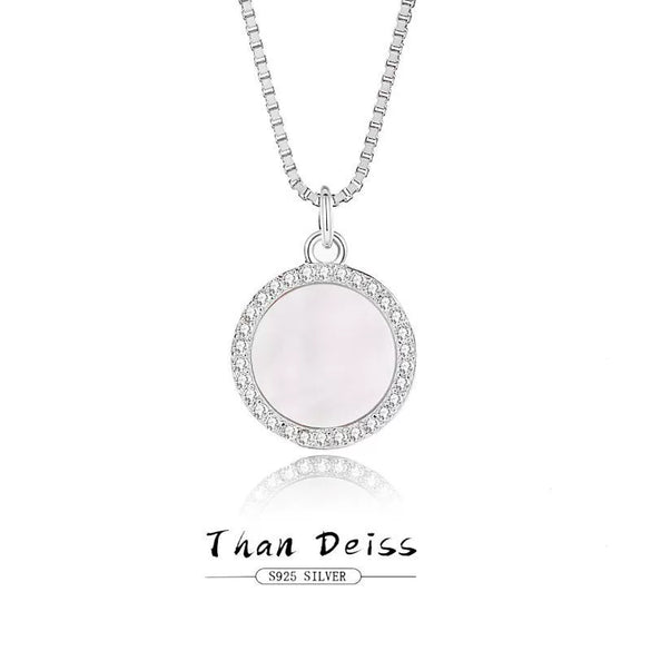 Wholesale Necklace 925 Silver Geometric Round Tag Pendant Women's Fashion