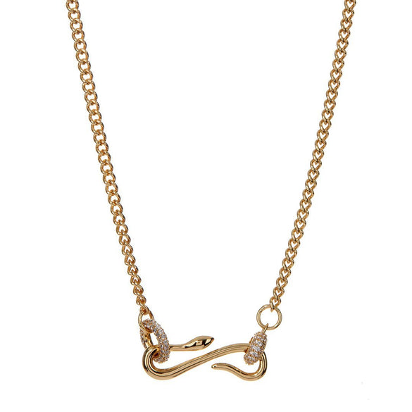 Wholesale Necklace Snake Pendant Copper Chain Titanium Steel Inlaid Zircon Retro Animals Geometric Electroplating