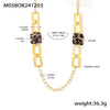 Wholesale Necklace Stainless Steel Acrylic Circle Leopard Print Woolen Electroplated 316L Stainless Steel Unisex