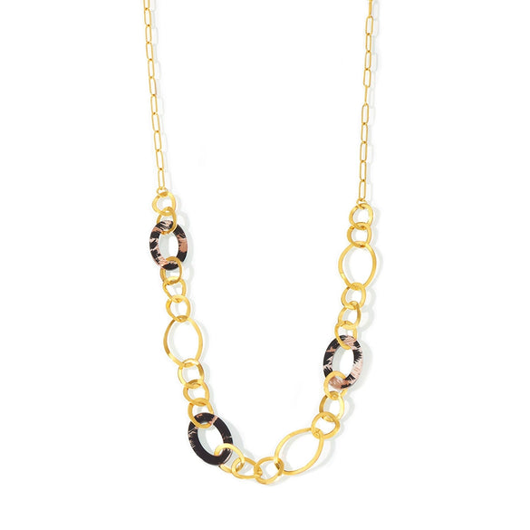 Wholesale Necklace Stainless Steel Acrylic Circle Leopard Print Woolen Electroplated 316L Stainless Steel Unisex