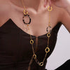 Wholesale Necklace Stainless Steel Acrylic Circle Leopard Print Woolen Electroplated 316L Stainless Steel Unisex