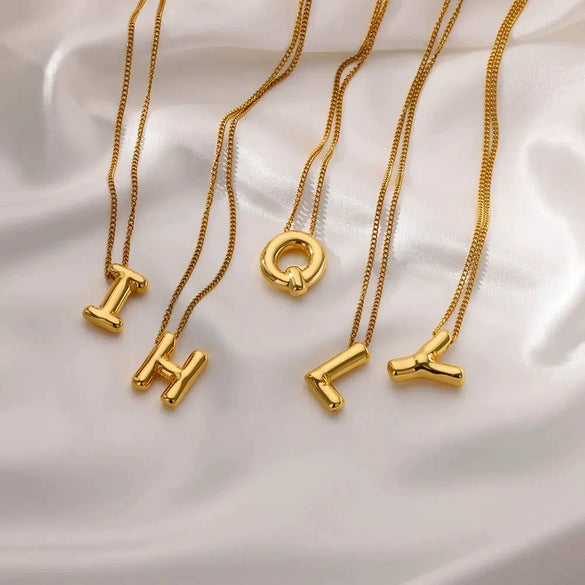 Wholesale Necklace Stainless Steel Alloy Letter Balloon 3D Initial Gold Plated Electroplated Unisex