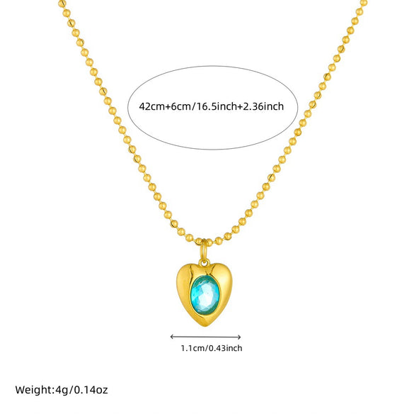 Wholesale Necklace Stainless Steel Ball Chain Heart Shape Geometric Fashion Electroplating For Women