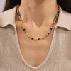 Wholesale Necklace 316L Stainless Steel Beaded Natural Stone Geometric Hiphop Style Electroplated