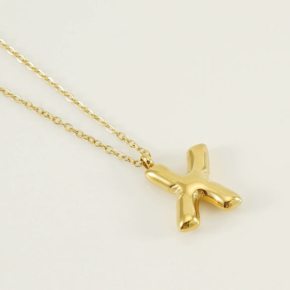 Wholesale Necklace Stainless Steel Chubby Bubble Letter Design Polished Unisex Cross Chain