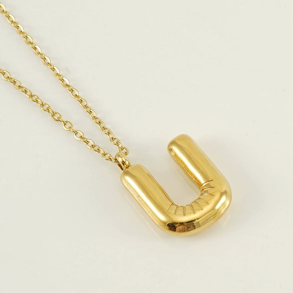 Wholesale Necklace Stainless Steel Chubby Bubble Letter Design Polished Unisex Cross Chain