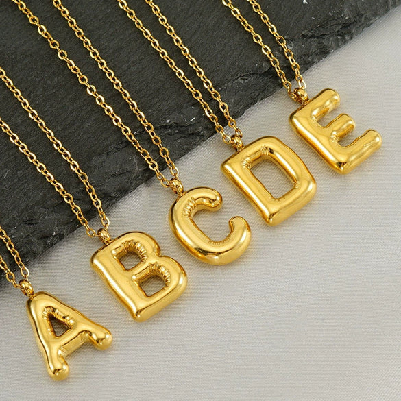 Wholesale Necklace Stainless Steel Chubby Bubble Letter Design Polished Unisex Cross Chain