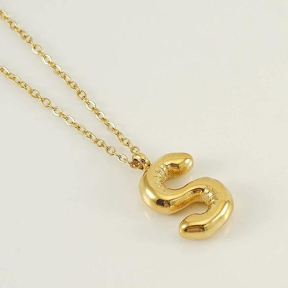 Wholesale Necklace Stainless Steel Chubby Bubble Letter Design Polished Unisex Cross Chain