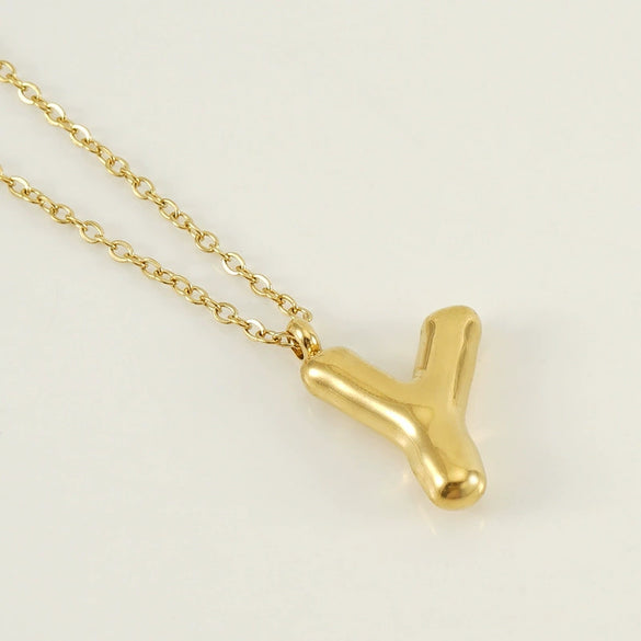 Wholesale Necklace Stainless Steel Chubby Bubble Letter Design Polished Unisex Cross Chain