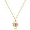 Wholesale Necklace Stainless Steel Copper Geometric Cartoon Pink Stars And Moon Full Diamond Light Luxury Elegant Gorgeous Unisex Allmatch Clavicle Chain