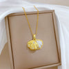Wholesale Necklace Stainless Steel Copper Geometric Specialshaped Pearl Shell Luxury Elegant Gorgeous Full Diamond Unisex Clavicle Chain