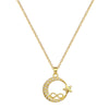 Wholesale Necklace Stainless Steel Copper Geometric Star Moon Full Diamond Light Luxury Elegant Gorgeous Unisex Allmatch Clavicle Chain