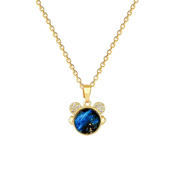 Wholesale Necklace Stainless Steel Copper Geometric Style Cartoon Starry Sky Cat Pendant