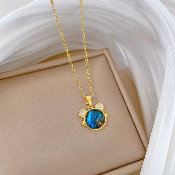 Wholesale Necklace Stainless Steel Copper Geometric Style Cartoon Starry Sky Cat Pendant
